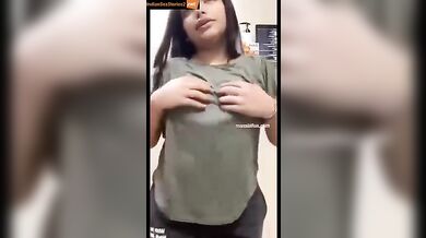 NRI chick shows her busty boobs in video call