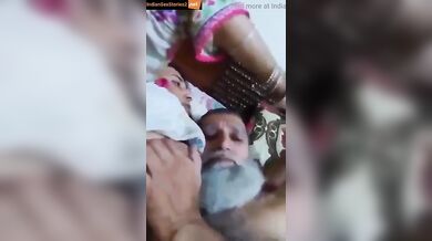 Muslim uncle plays with big boobs