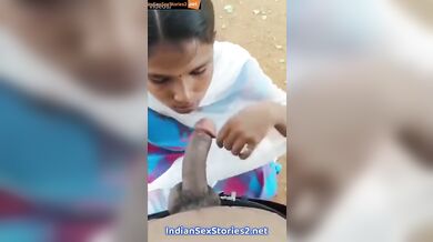Telugu girl sucks black cock outdoors