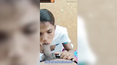 Telugu girl sucks black cock outdoors