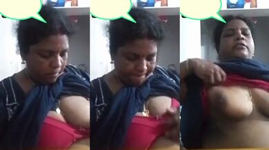 Tamil mom playing with her milky boobs