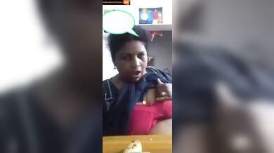 Tamil mom playing with her milky boobs