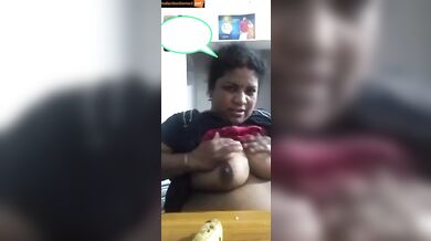 Tamil mom playing with her milky boobs