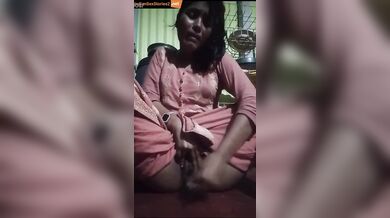 Local boudi having long brinjal in her chut