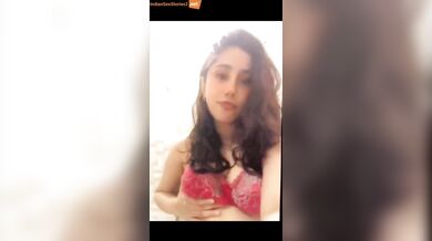 Sexy fiancée spitting on her boobs in xxx reel