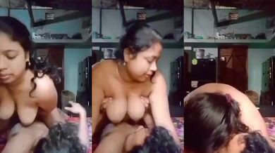 Assamese bhabhi boobs sucking while she did cock riding