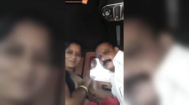 Mallu bhabhi boobs sucking with police uncle in car