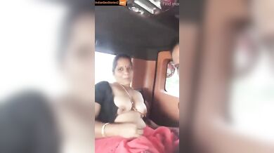 Mallu bhabhi boobs sucking with police uncle in car