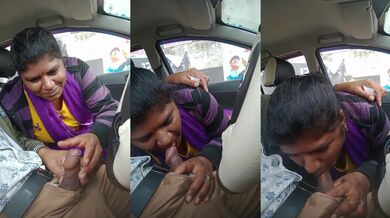 Sexy telugu lady sucks lover's dick in car mms
