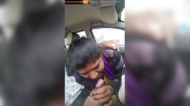 Sexy telugu lady sucks lover's dick in car mms