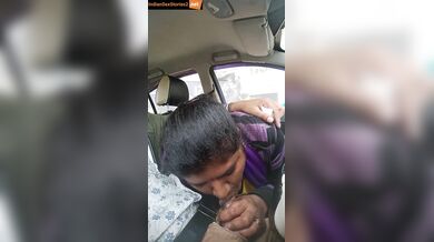 Sexy telugu lady sucks lover's dick in car mms