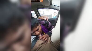 Sexy telugu lady sucks lover's dick in car mms