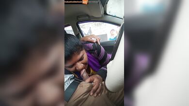 Sexy telugu lady sucks lover's dick in car mms