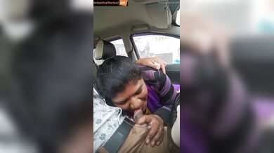 Sexy telugu lady sucks lover's dick in car mms