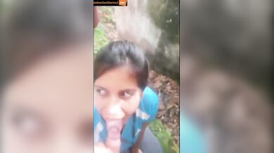 Shy Assamese girl sucking cock in jungle