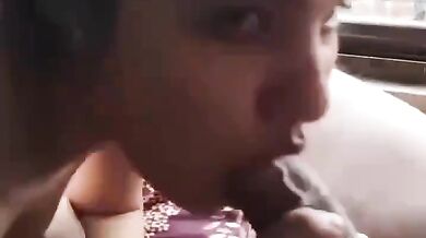 Cuckold husband records wife sucking big cock