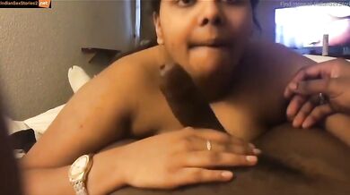 NRI Tamil bhabhi enjoys sucking big black cock