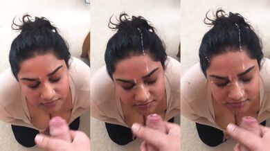 Neeta, the Indian secretary, gets facial cumshot from boss