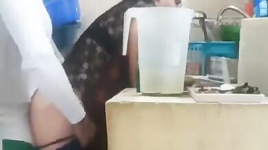 Indian milf aunty fucked by young nephew in the kitchen