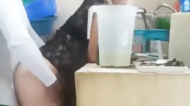 Indian milf aunty fucked by young nephew in the kitchen