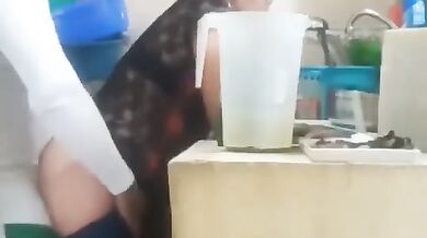 Indian milf aunty fucked by young nephew in the kitchen