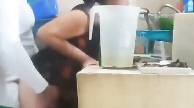 Indian milf aunty fucked by young nephew in the kitchen