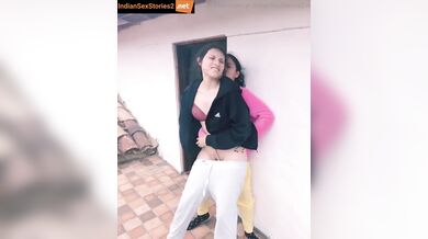 Desi lesbian cousins pussy rubbing on the terrace