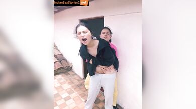 Desi lesbian cousins pussy rubbing on the terrace