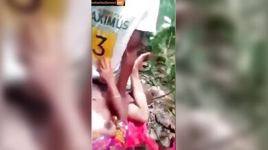 Assam young girl gangbang by 3 adivasi guys in jungle