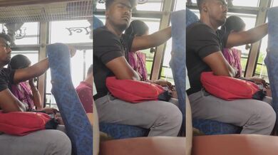 Mallu aunty boobs pressing by co passenger in bus