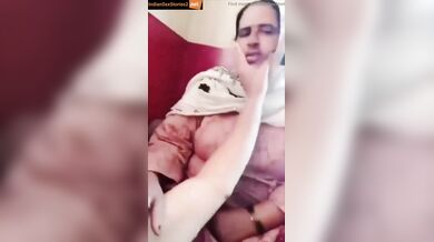 Pakistani mom boobs pressed by her son