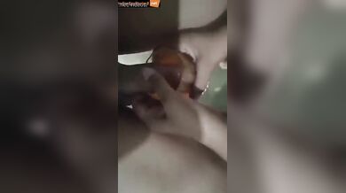 Aunty drinking orange juice from dickhead