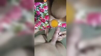 Aunty drinking orange juice from dickhead