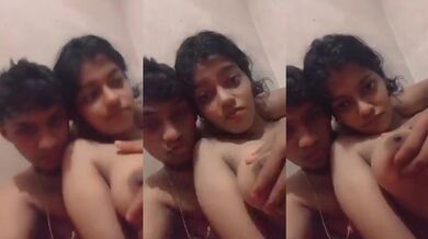 Hot bangla sister gets boobs pressed by brother