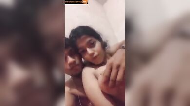 Hot bangla sister gets boobs pressed by brother