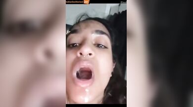NRI girl’s brutal mouth fucking with cum eating