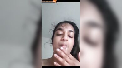 NRI girl’s brutal mouth fucking with cum eating