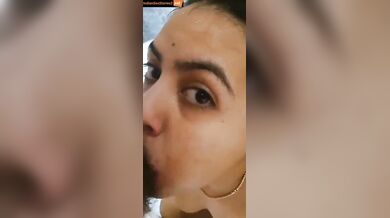 Indian wife giving deepthroat to husband in honeymoon