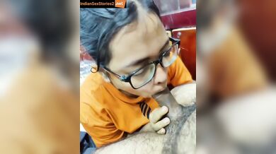 Hot desi Bhabhi sucking cock for her lover