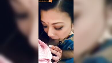 Sexy Indian aunty sucking cock of lover