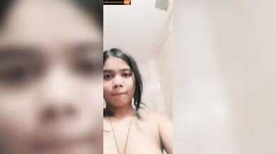 Chubby boobs girlfriend showing hairy pussy to lover