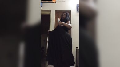 Thick thigh babe arousing striptease video