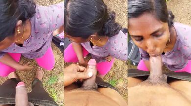 Tamil girl and boyfriend's outdoor sucking video