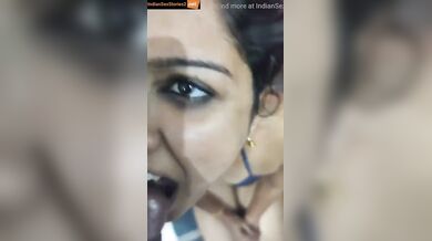 Sexy south Indian wife taking cum in mouth