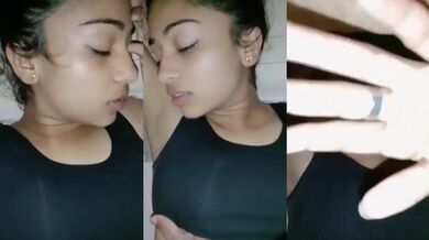 Girl in sports bra gets boobs pressing while being fucked