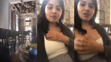 NRI girl boobs flashing in public place