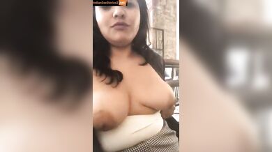 NRI girl boobs flashing in public place