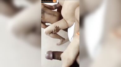 Desi mom shared by stepson in hot threesome blue film