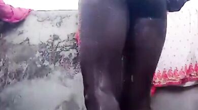 Pure dehati Bhabhi showing all holes in bathroom mms