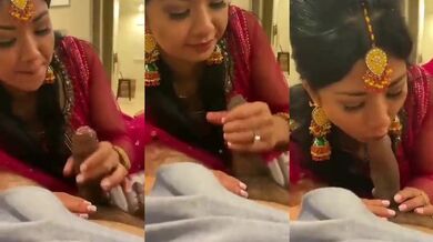 Punjabi bhabhi sucking big cock of her husband
